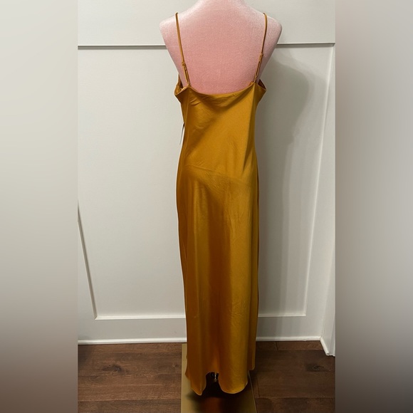 Express Honey Satin Cowl Neck Maxi Slip Dress Size Medium - Picture 6 of 10